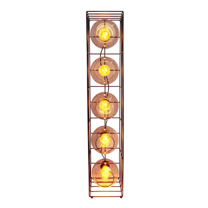 Glasse-stand-lamp "Cesta" vloerlamp gemaakt van zwarte metalen draad en getinte glas, met E27-aansluiting, 95 cm hoog, voor eetkamer, woonkamer, gang of kantoor,