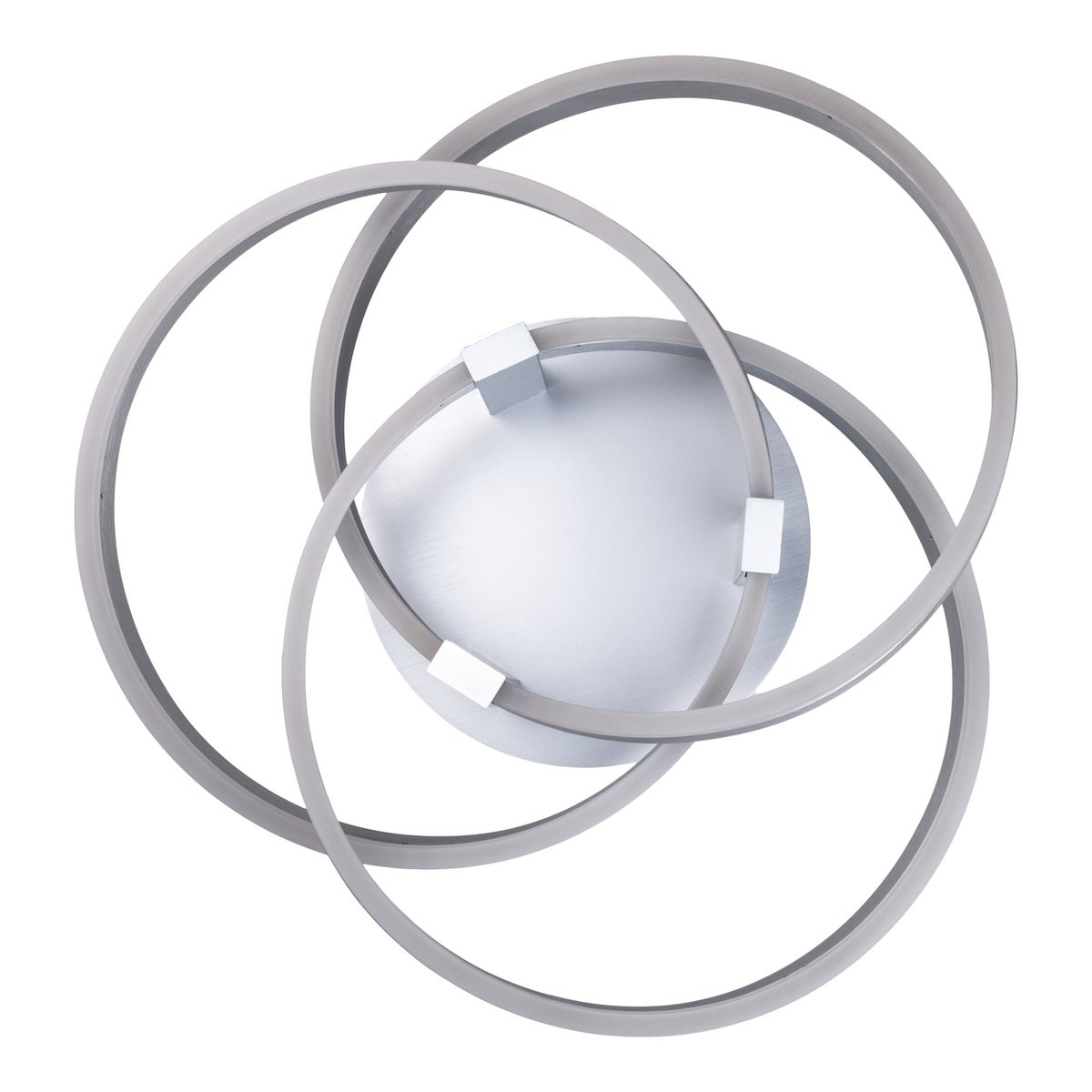 Smart Home LED plafondlicht "Divora" Ø 58 cm, plafondlamp gemaakt van metaal, aluminium geborsteld en wit plastic, met veel functies, stevig gebouwd -in LED's, verlichting voor woonkamer, eetkamerkantoor of gang