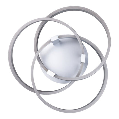 Smart Home LED plafondlicht "Divora" Ø 58 cm, plafondlamp gemaakt van metaal, aluminium geborsteld en wit plastic, met veel functies, stevig gebouwd -in LED's, verlichting voor woonkamer, eetkamerkantoor of gang