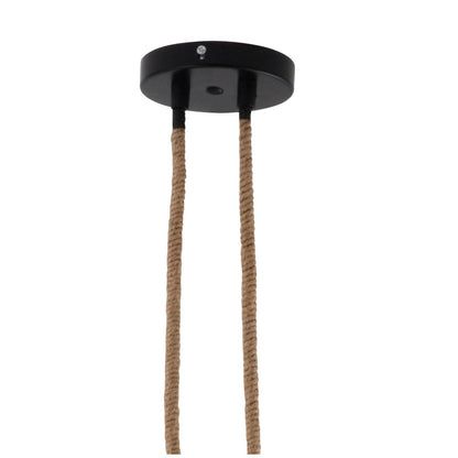 Metalen metalen Baldachin met 2 personen "Ontario" Decoratieve hanglamp gemaakt van metaal in alt-messing en jute, E27-versies, verlichting voor woonkamers of kantoor.