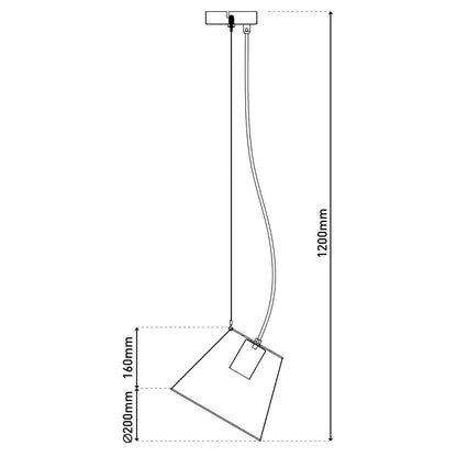 Hanger Lamp "Korie", metalen hanglamp in het zwart, met E27 -aansluiting, Ø20cm, voor woonkamer en kantoor.