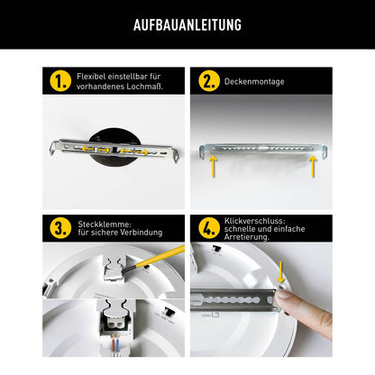 LED-plafondlamp "bonus" Ø21,7 cm, functionele lichtinstallatie en structuur mogelijk, plafondlamp gemaakt van metaal en plastic in wit, met stevig ingebouwde LED's, waaronder CCT-kleurwisselaar