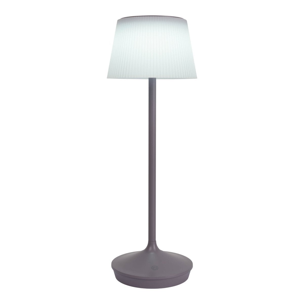 Zonne -batterijlamp "EMMI" 38 cm hoog, paraplu Ø 13 cm, metaal in bramen en wit plastic, voor de buitenruimte, dimable CCT.