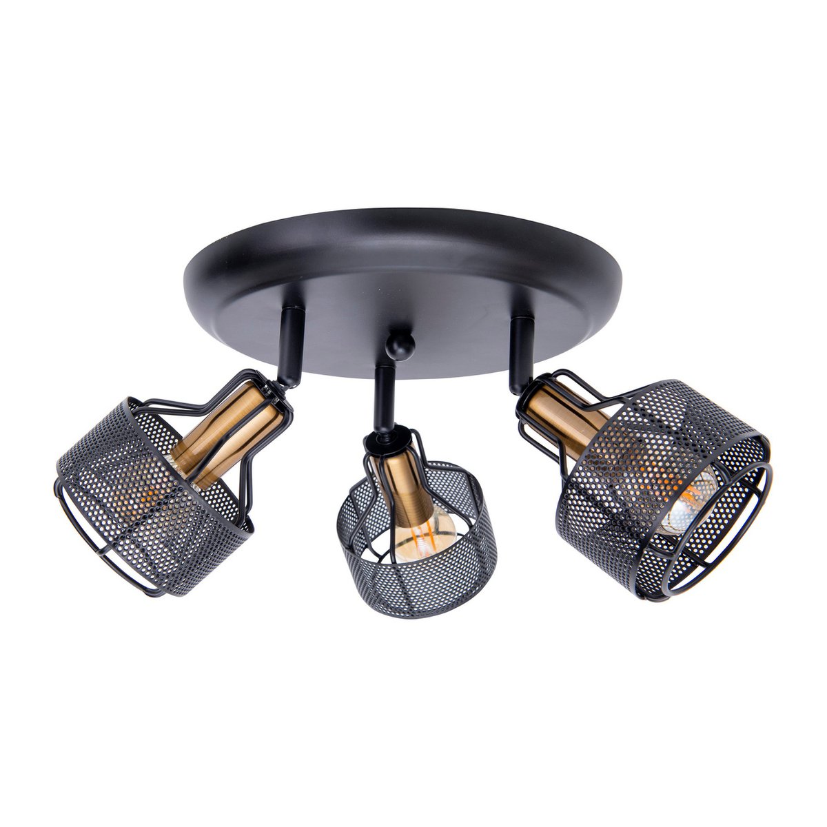 3-zits muur en plafond Rondel Spot "foro" gemaakt van metaal in zwart en goud, met E14-versies, 41 cm diameter. Stijlvolle verlichting voor woonkamer, eetkamer of keuken.