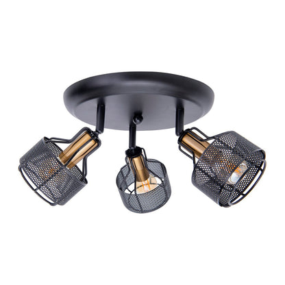 3-zits muur en plafond Rondel Spot "foro" gemaakt van metaal in zwart en goud, met E14-versies, 41 cm diameter. Stijlvolle verlichting voor woonkamer, eetkamer of keuken.