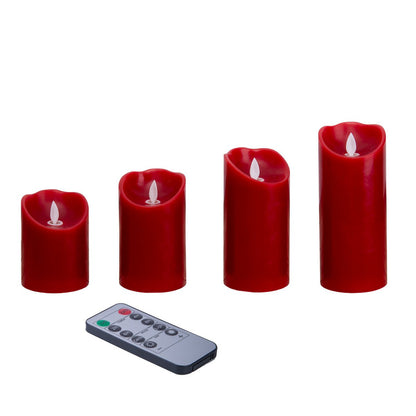 4 Set Led kaarsen Kaarsen Kerstdecoraties gemaakt van plastic in rood met stevig geïnstalleerde LED's