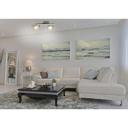 2-serie LED-plafondlicht "Ibiza" ongeveer 39 cm lang, chroomkleurig metaal, verzadigd, opaalkleurig glas, geïntegreerde LED's, warm wit