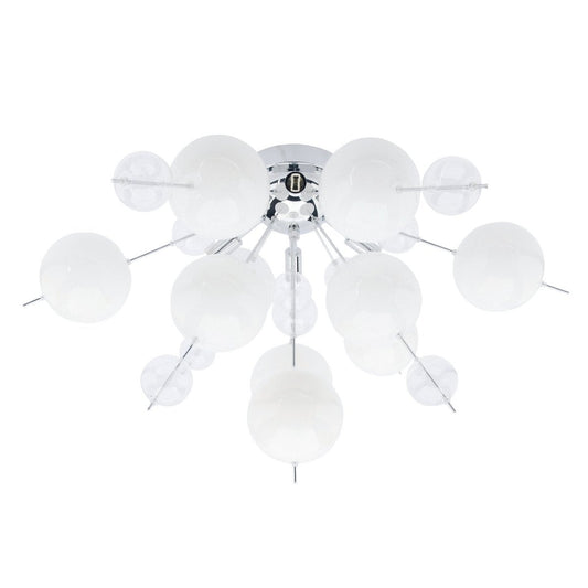 Plafondlamp "explosie" wit gemaakt van metaal en glas, G9 -versies, plafondlamp voor eetkamer, woonkamer, gang of kantoor, Ø57 cm