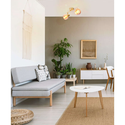 2er spot/plafondlamp "libby", klassieke plafondlamp gemaakt van messing gekleurd metaal en getinte glas in barnsteen, met E14-aansluiting, voor eetkamer, woonkamer, gang of kantoor, 40 cm lang