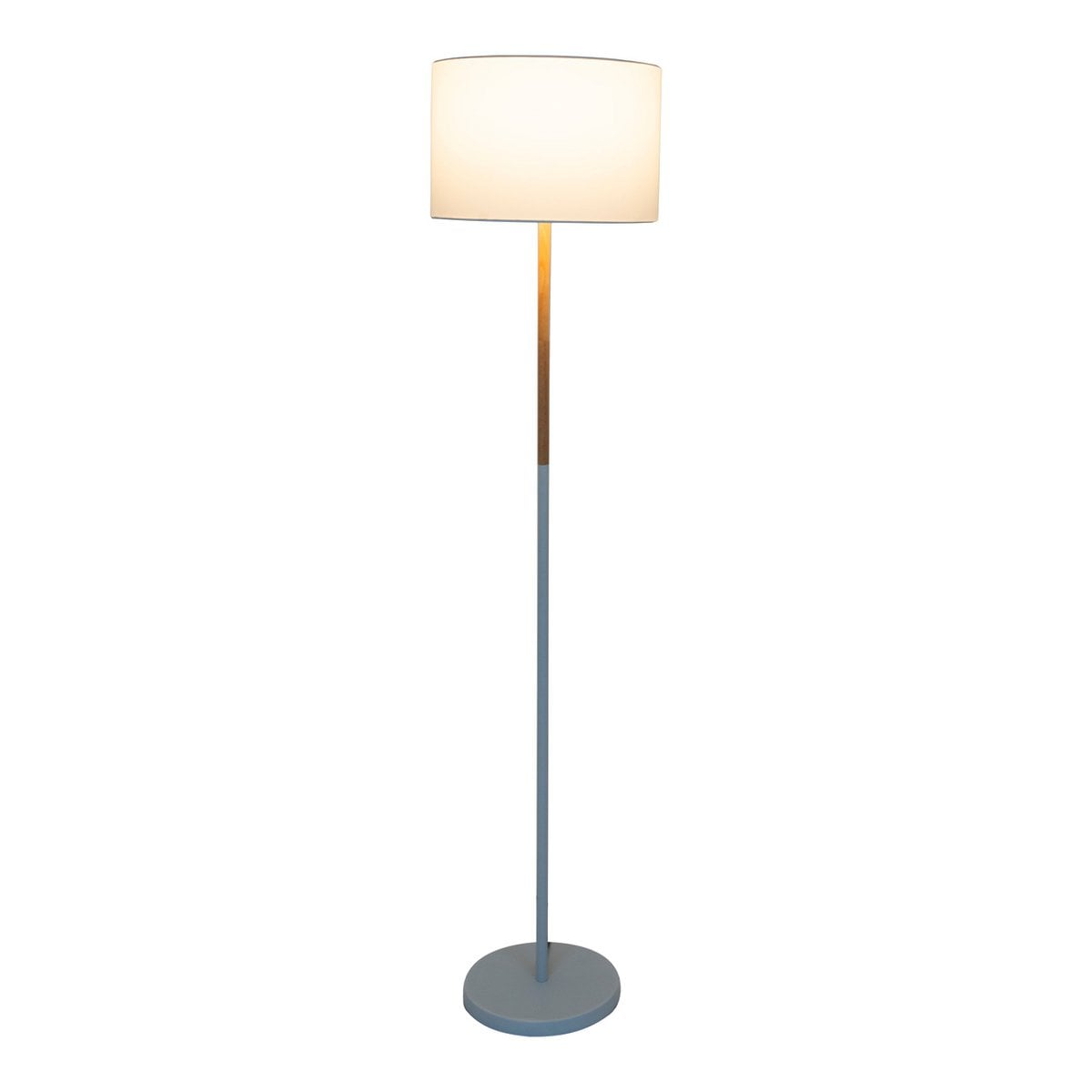 Textiel staande lamp "Tessile", vloerlamp gemaakt van metaal, rubberen boom en stof in wit en natuur, E27 -aansluiting, staande lamp 126 cm hoog