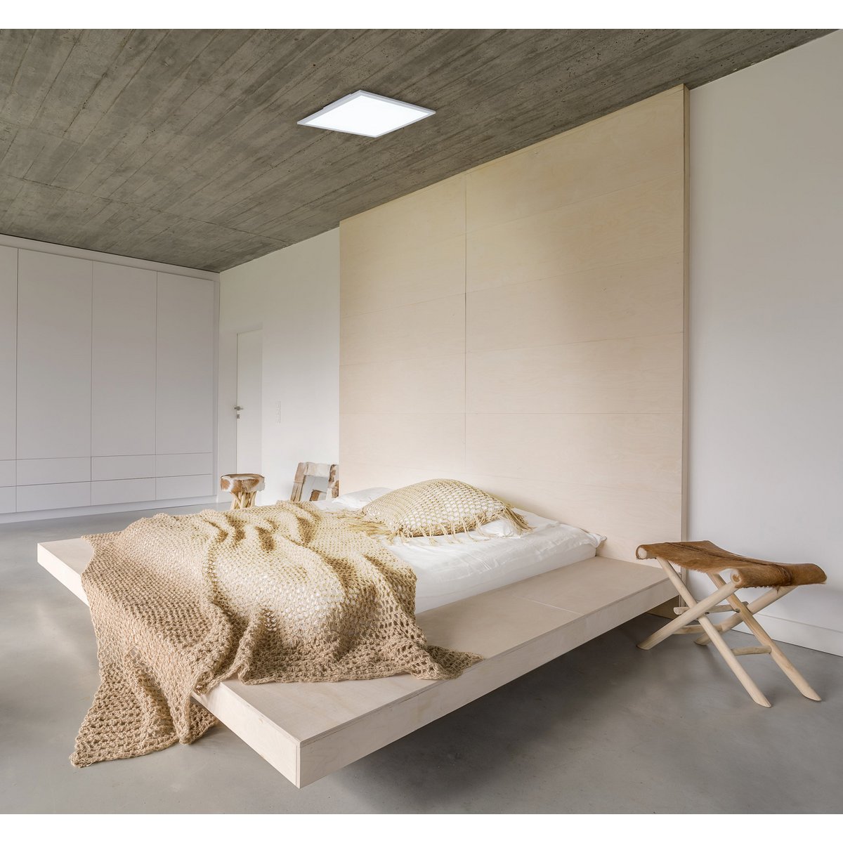 LED -assemblagepaneel "Nicola", montagelamp gemaakt van metaal en plastic met stevig ingebouwde LED's in neutraal wit, paneel voor interieur 45 x 45 cm