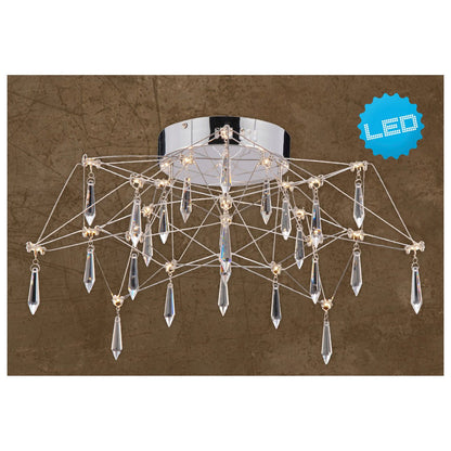 LED -plafondlicht "Araneus" gemaakt van metaal en glas in chroom, Ø 55 cm, met stevig ingebouwde LED's, verlichting voor woonkamer, eetkamer, gang of kantoor