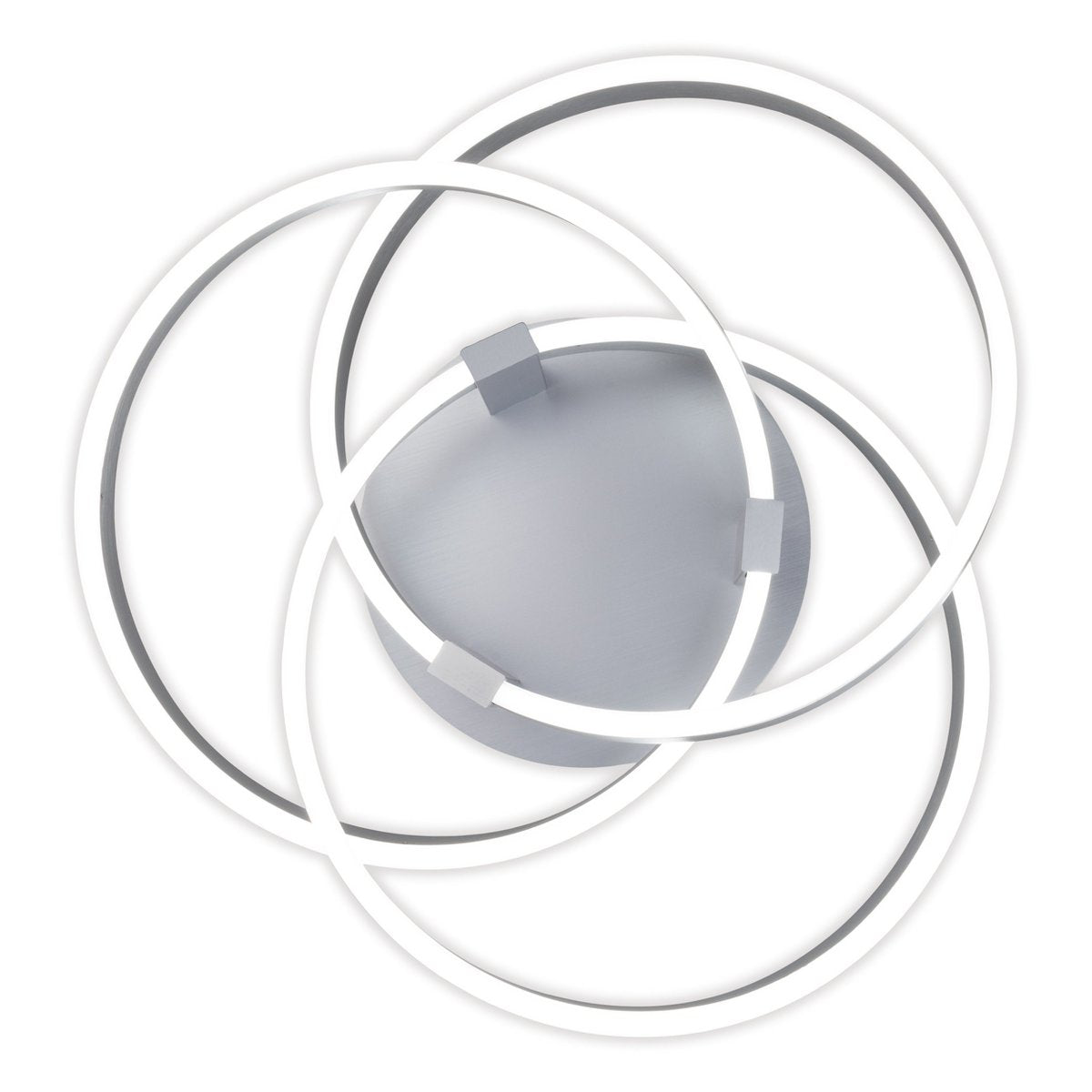 Smart Home LED plafondlicht "Divora" Ø 58 cm, plafondlamp gemaakt van metaal, aluminium geborsteld en wit plastic, met veel functies, stevig gebouwd -in LED's, verlichting voor woonkamer, eetkamerkantoor of gang