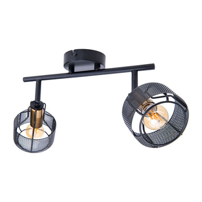 2-weg en plafondlichtspot "foro" gemaakt van metaal in zwart , met E14-versies, ongeveer 32 x 18,5 x 15 cm. Stijlvolle verlichting voor woonkamer, eetkamer of keuken.