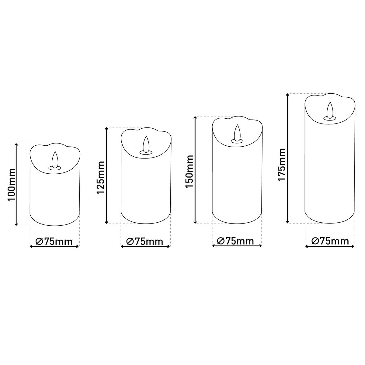 4 Set Led kaarsen Kaarsen Kerstdecoraties gemaakt van plastic in rood met stevig geïnstalleerde LED's