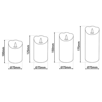 4 Set Led kaarsen Kaarsen Kerstdecoraties gemaakt van plastic in rood met stevig geïnstalleerde LED's