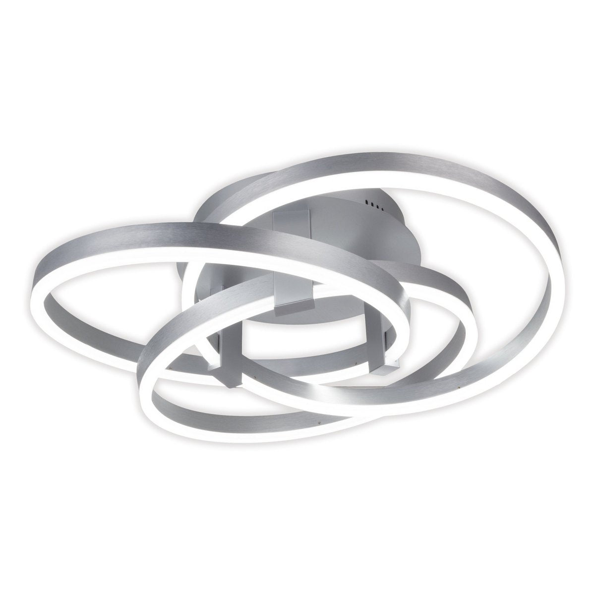 Smart Home LED plafondlicht "Divora" Ø 58 cm, plafondlamp gemaakt van metaal, aluminium geborsteld en wit plastic, met veel functies, stevig gebouwd -in LED's, verlichting voor woonkamer, eetkamerkantoor of gang