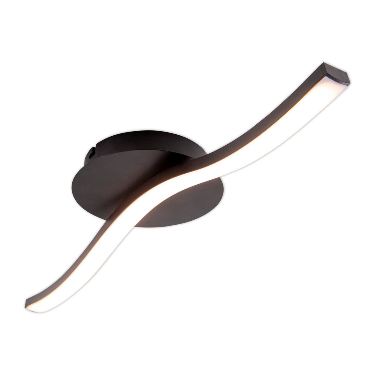 LED-wand/plafondlicht "Onda", metalen plafondlamp en plastic in het zwart, met stevig ingebouwde LED's, verlichting voor woonkamer, kantoor of nachtkastje 45 cm lang