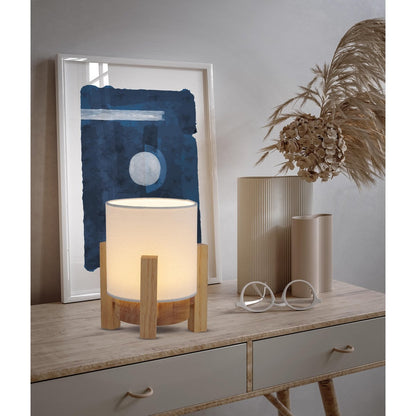 Ackitical Lamp "Madita" 19 cm hoog, in wit/natuur, met geïntegreerde LED, dimbaar met aanraaksensor