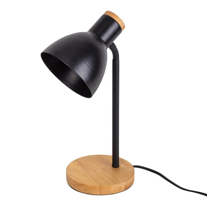 "Marie" bureaulamp gemaakt van metaal en hout, E14, zwart, 36,5 cm hoog