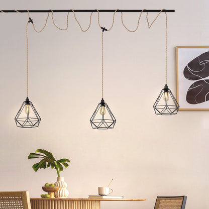 DIY Twine Hanglamp-L:750cm H:100cm-3pcs E27 Lichtkoppen