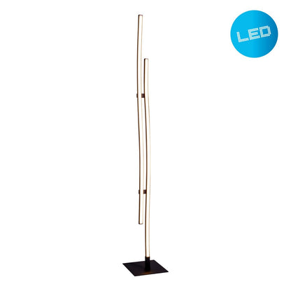LED -vloerlamp "Onda" H: 130 cm, vloerlamp, metaal en plastic in zwart, geïntegreerde LED, verlichting voor woonkamer, eetkamer of kantoor