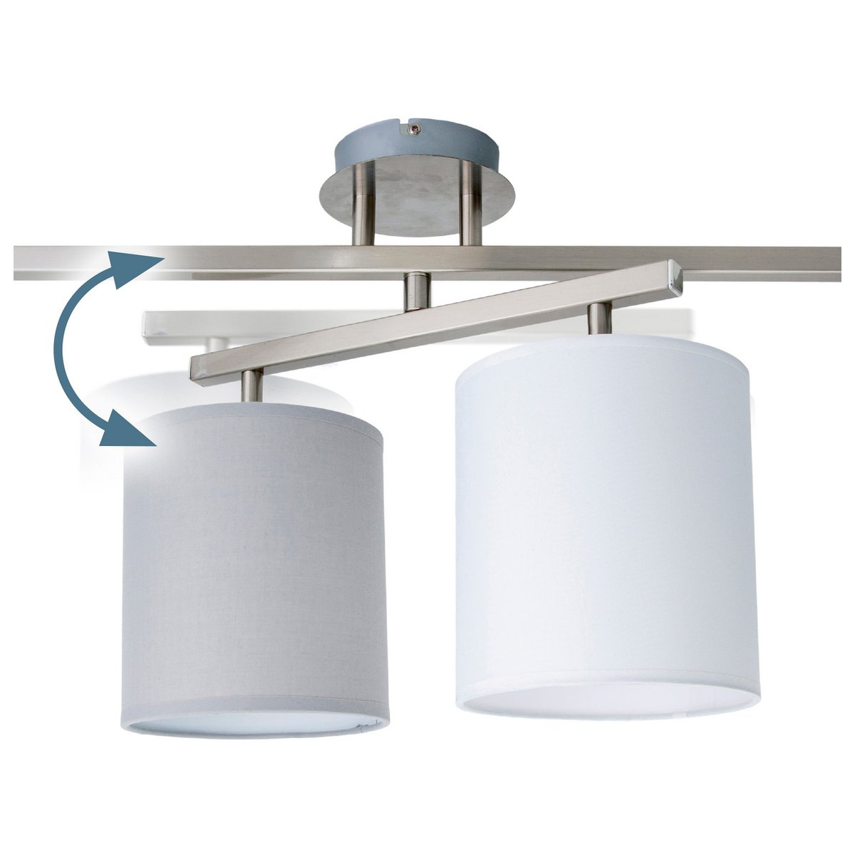4 plafondlamp "tilde", klassieke metalen plafondlamp en textiel in grijs met E27 -aansluiting, 82 cm lang, de paraplu's zijn verstelbaar, ideaal voor woonkamer, eetkamer en slaapkamer