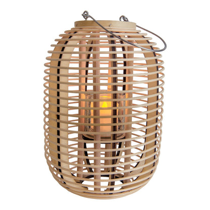 Decollicht "Korbinian" inclusief Solar Led Candle for Garden and Terrace, van Rattan in Light Nature, Solar Lamp Hoogte 32 cm