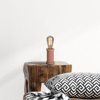 Tafellamp Max. 12 cm hoog, decoratieve tafellamp gemaakt van metaal en plastic en textielmateriaal in oranje-wit, E27-versie, tafellamp voor eetkamer, keuken, kinderkamer, gang