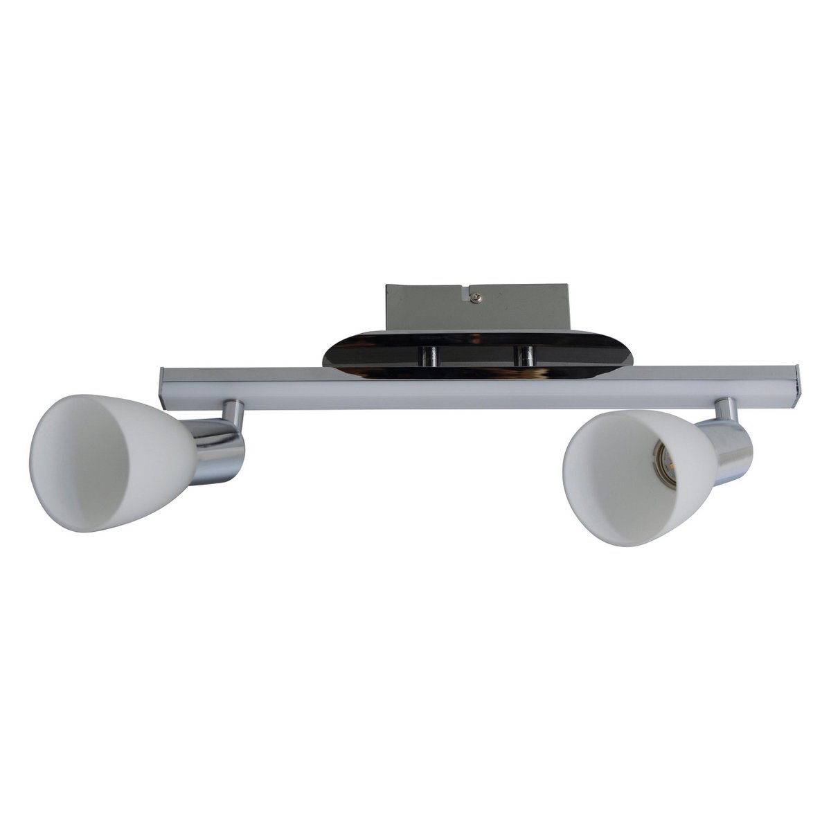 2-serie LED-plafondlicht "Ibiza" ongeveer 39 cm lang, chroomkleurig metaal, verzadigd, opaalkleurig glas, geïntegreerde LED's, warm wit