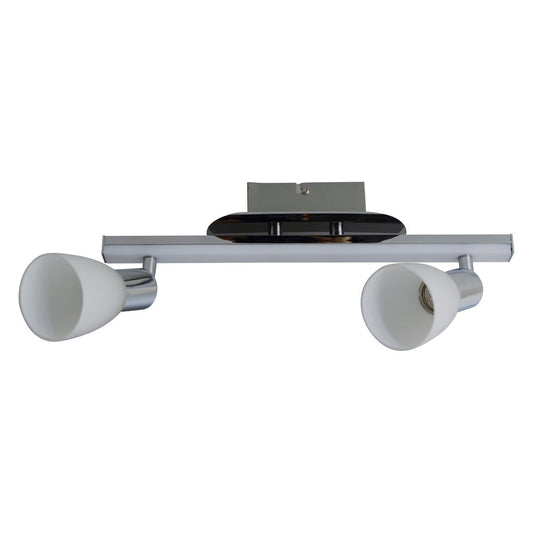 2-serie LED-plafondlicht "Ibiza" ongeveer 39 cm lang, chroomkleurig metaal, verzadigd, opaalkleurig glas, geïntegreerde LED's, warm wit