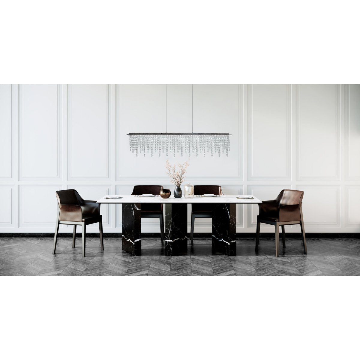 LED hanglamp "diamanten", hanglamp, metaal en kristalglas, chroom, met stevig gebouwd -in LED's, voor eetkamer, woonkamer, gang of kantoor, 120 cm lang