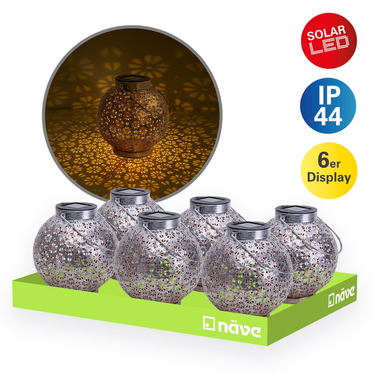 LED Decoratieve zonnelamp L/B: 18 cm zilver