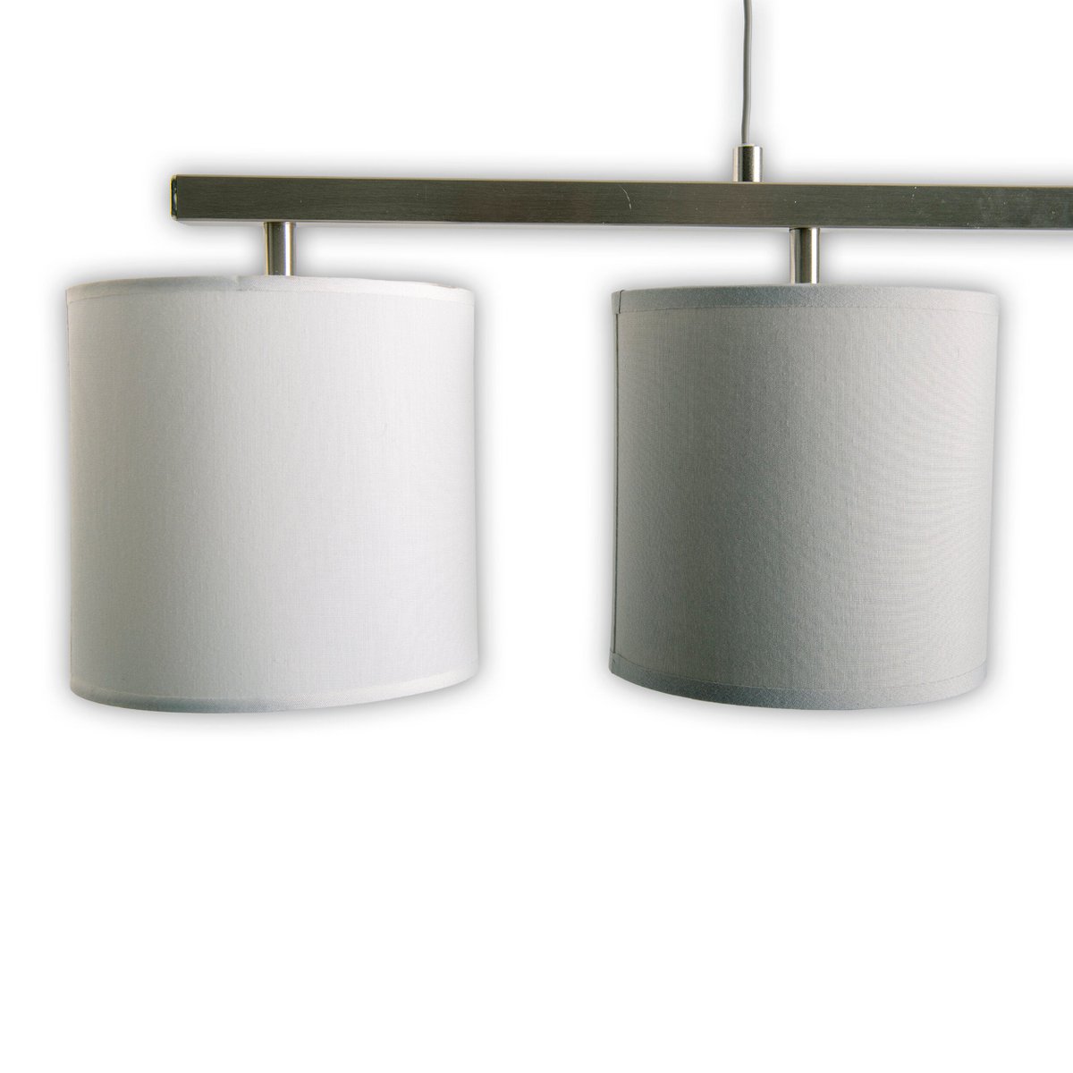 4 hanglamp "tilde", klassieke metalen slinger lamp en textiel in grijs en wit, met E27 -frame, hoogte verstelbaar, 86 cm lang, ideaal als eetlamp