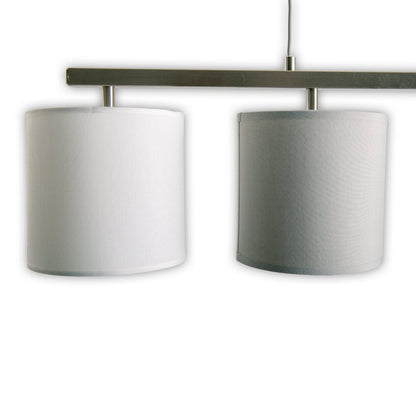 4 hanglamp "tilde", klassieke metalen slinger lamp en textiel in grijs en wit, met E27 -frame, hoogte verstelbaar, 86 cm lang, ideaal als eetlamp