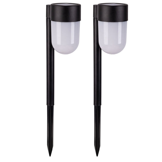 2 Set LED LED -zonne -spies "Sina" 47,2 cm hoog, plastic in zwart en wit, geïntegreerd LED, warm wit