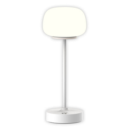 LED -batterij/ tafellamp "Pina" 30 cm hoog, gemaakt van metaal (wit) en glas (wit), geïntegreerde LED's, warm wit