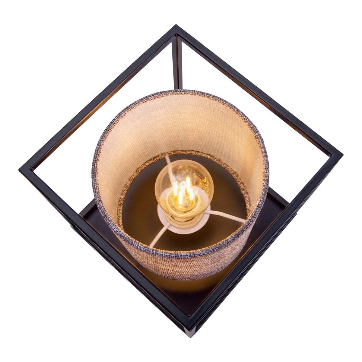 Tafellicht "Beta" grijs gemaakt van metaal met stofscherm in grijs, met E14 -aansluiting, lamp voor woonkamer, eetkamer, gang en kantoor, 15 x 15 x 17 cm