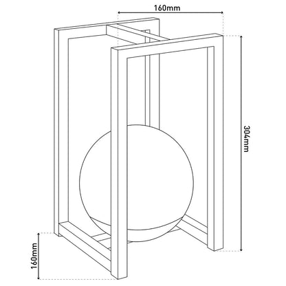LED Decol Light Potaton voor balkon en terras, decoratietafellamp gemaakt van metaal en plastic in zwart, stevig gebouwd -in LED's, 30 x 16 x16 cm