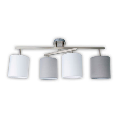 4 plafondlamp "tilde", klassieke metalen plafondlamp en textiel in grijs met E27 -aansluiting, 82 cm lang, de paraplu's zijn verstelbaar, ideaal voor woonkamer, eetkamer en slaapkamer