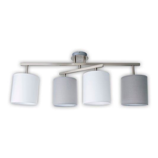 4 plafondlamp "tilde", klassieke metalen plafondlamp en textiel in grijs met E27 -aansluiting, 82 cm lang, de paraplu's zijn verstelbaar, ideaal voor woonkamer, eetkamer en slaapkamer