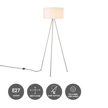 Home Sweet Home Moderne Vloerlamp - Staande Lamp - Wit met Lampenkap