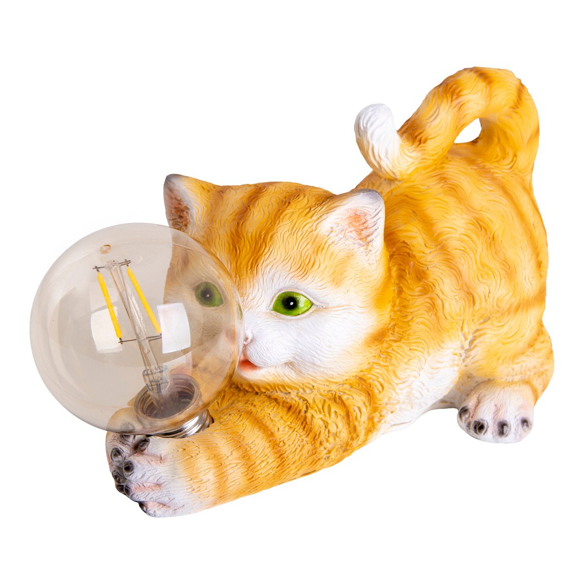LED Solar Outdoor Lamp "Cat" 25 cm lange decoratie gemaakt van bruin plastic met geïntegreerde LED's