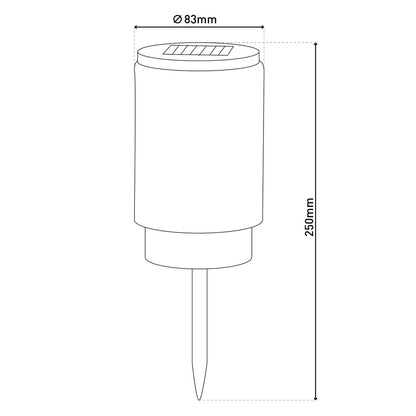Zonne -decoratieve spiesjes "Mila" 2 set, Ø 8,3 cm, 25 cm hoog, zwart metaal, zwaar, gestructureerd glas in rood/geel en in blauw/groen, geïntegreerd LED, warm wit