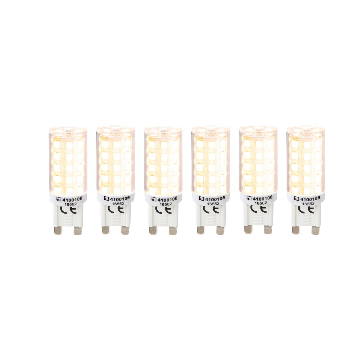 6-set LED-lamp G9, 3,5 watt, gemaakt van plastic, warm wit