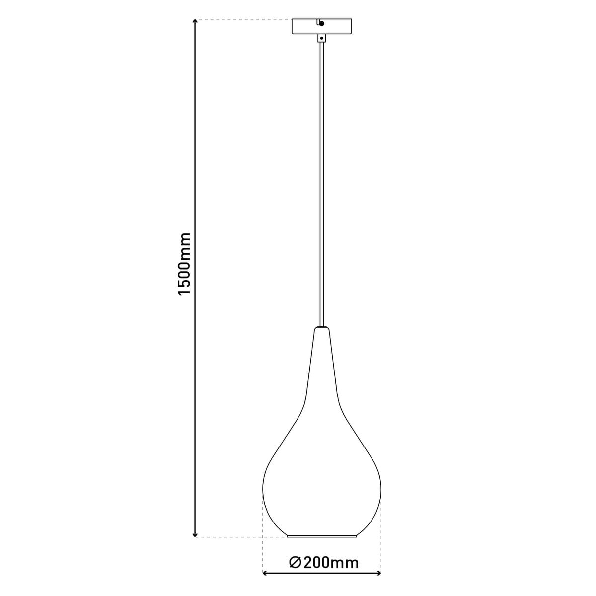 Hanger lamp "gota", retro klassieke hanglamp gemaakt van zwart rookglas Ø 20 cm, met E27 -versies, 150 hoog, ideaal voor eetkamer, woonkamer en keuken.