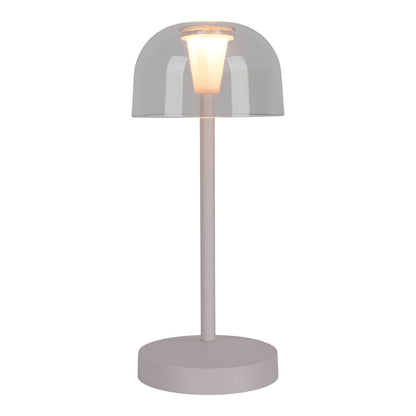 2 Set LED Battery Table Light "Gomba" voor buiten en binnen, gemaakt van metaal en plastic in wit, 18,5 cm hoog