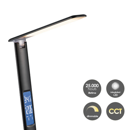 Home Sweet Home - Klok Led Bureaulamp 10W Zwart - Verstelbaar