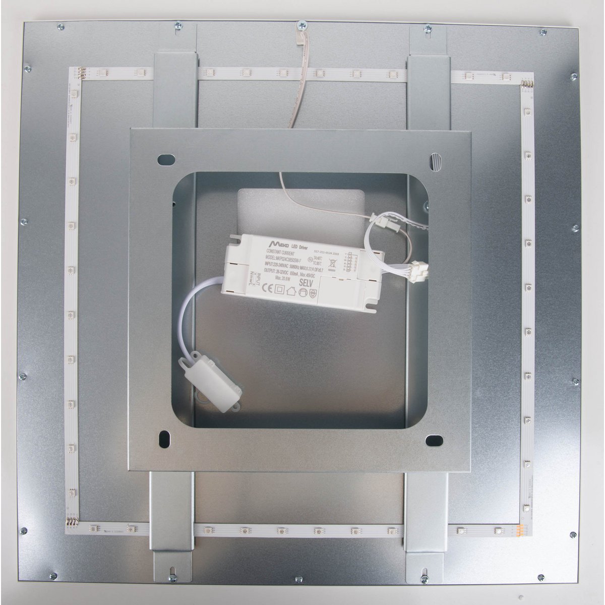 Smart Home LED -achtergrondverlichting Paneel zijlengte 45 cm, veel functies, transportlamp gemaakt van metaal en plastic, geïntegreerde LED's