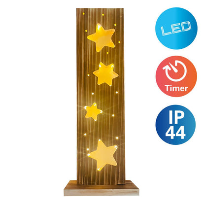 LED Wood-Decolum Moon/Stars 60 cm High Christmas Decorations Made of Wood met stevig ingebouwde LED's